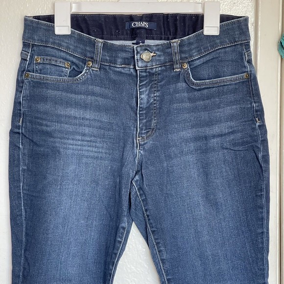 Chaps Womens Jeans Denim Size 12 Blue Mid Rise Mid Waist Slim Stretch Mid Wash - Picture 3 of 12